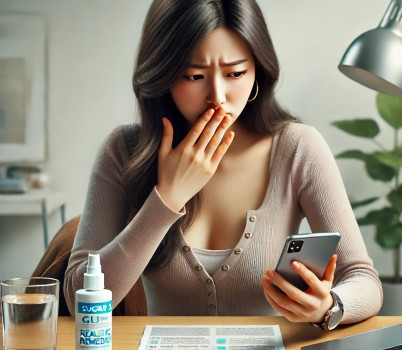 DALL·E 2025-04-06 15.02.15 - A realistic photo of the same Korean woman in her 30s from previous images, now sitting at a desk with a concerned expression, covering her mouth slig.jpg width: 100%; height : 150px