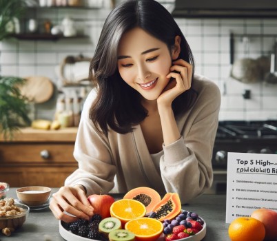 DALL·E 2025-04-10 09.19.25 - A cinematic, high-quality realistic photo of the same Korean woman in her 30s from previous images, now in a modern kitchen preparing a fruit plate. S.jpg width: 100%; height : 150px